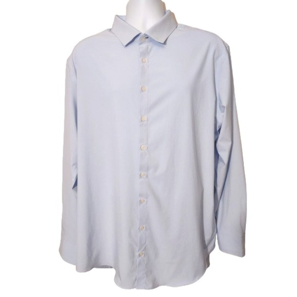 Mizzen+Main Men's Leeward Shirt Button Front Trim Fit L/S Light Blue Viscose